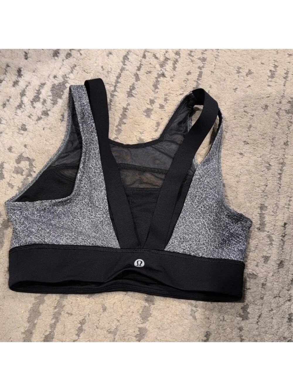 Lululemon Run The Day Bra Fractal Dark Starlight Black / Black